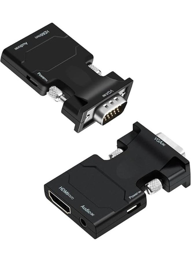 VGA to HDMI Converter with Audio – Active Video Dongle for 1080p Video Output from PC/Laptop to TV/Monitor