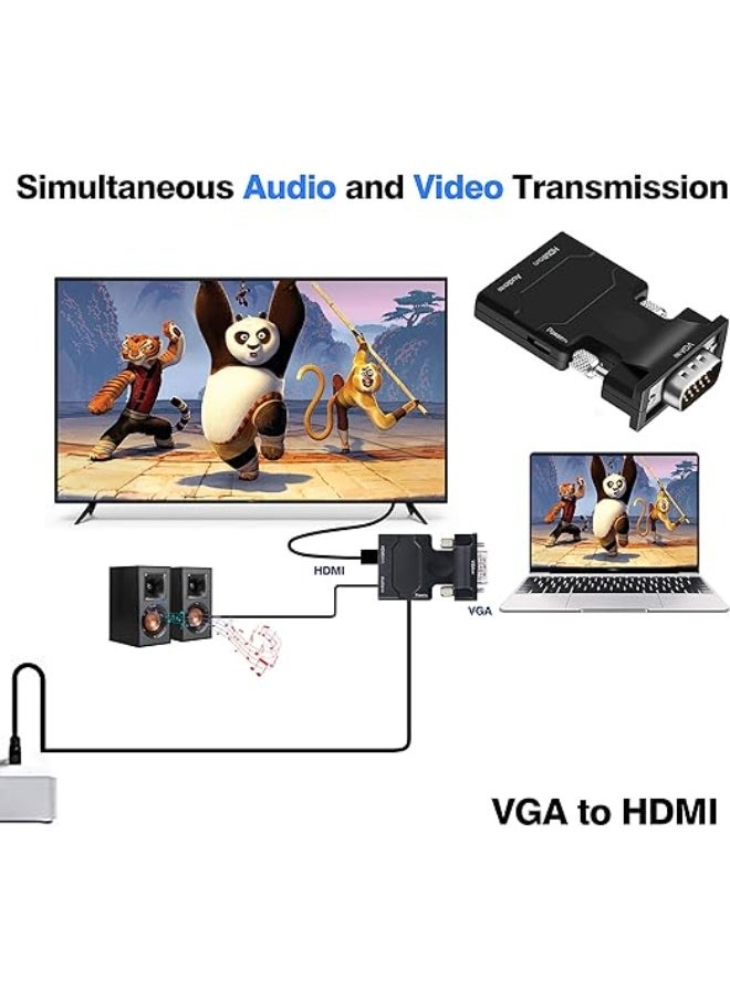 VGA to HDMI Converter with Audio – Active Video Dongle for 1080p Video Output from PC/Laptop to TV/Monitor