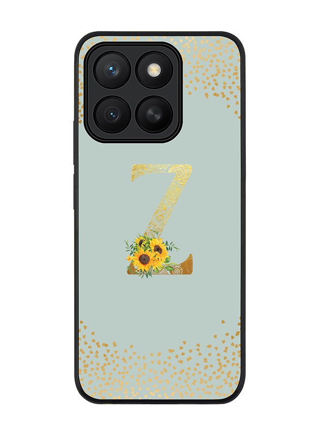 Stylizedd For Honor X8c Case,Slim fit Camera Protection, Shockproof Thin Phone cover  - Custom Floral Monogram - Z  (Light Grey )