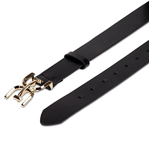 Sam Edelman Women's Double-E Logo Plaque Buckle Jean and Trouser Belt, Black, Small - Image 5