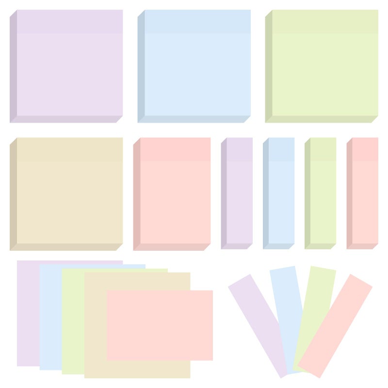 BAYTORY 6 Pads Soft Pastel Sticky Notes, Memo Sticky Note, Colorful Self-Stick Note Easy to Post for Office School Home Study (3x3 & 3x2 & 3x0.7 Inch) - Image 1