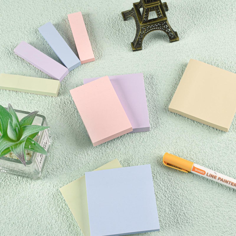 BAYTORY 6 Pads Soft Pastel Sticky Notes, Memo Sticky Note, Colorful Self-Stick Note Easy to Post for Office School Home Study (3x3 & 3x2 & 3x0.7 Inch) - Image 5