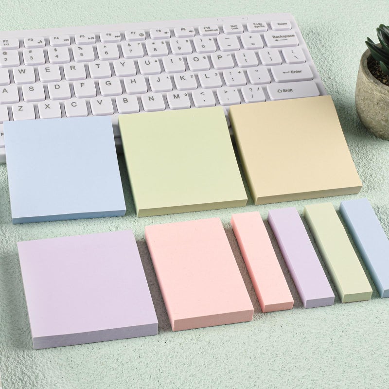 BAYTORY 6 Pads Soft Pastel Sticky Notes, Memo Sticky Note, Colorful Self-Stick Note Easy to Post for Office School Home Study (3x3 & 3x2 & 3x0.7 Inch) - Image 3