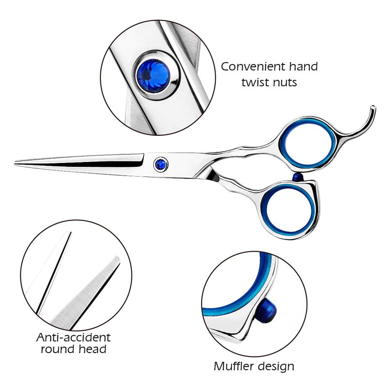 Himart Regular Hair Cutting Shears Professional Barber Scissors Home Blue Detachable Finger Ring for Men Women Kid - Image 4
