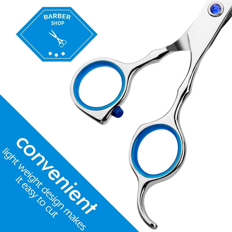 Himart Regular Hair Cutting Shears Professional Barber Scissors Home Blue Detachable Finger Ring for Men Women Kid - Image 3