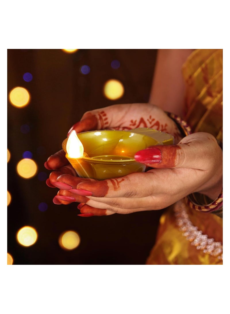 Tea Light Candles, 8 Pcs Diwali Festival LED Tea Lights Realistic and Bright Flickering Tea Lights Flameless Fake LED Candles Diya Festival Lights Candle Lights for Diwali Decorations - Image 3