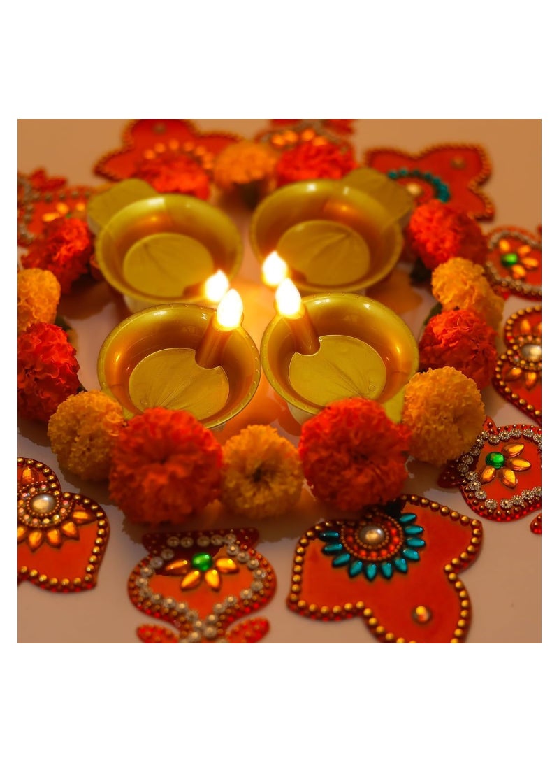 Tea Light Candles, 8 Pcs Diwali Festival LED Tea Lights Realistic and Bright Flickering Tea Lights Flameless Fake LED Candles Diya Festival Lights Candle Lights for Diwali Decorations - Image 4