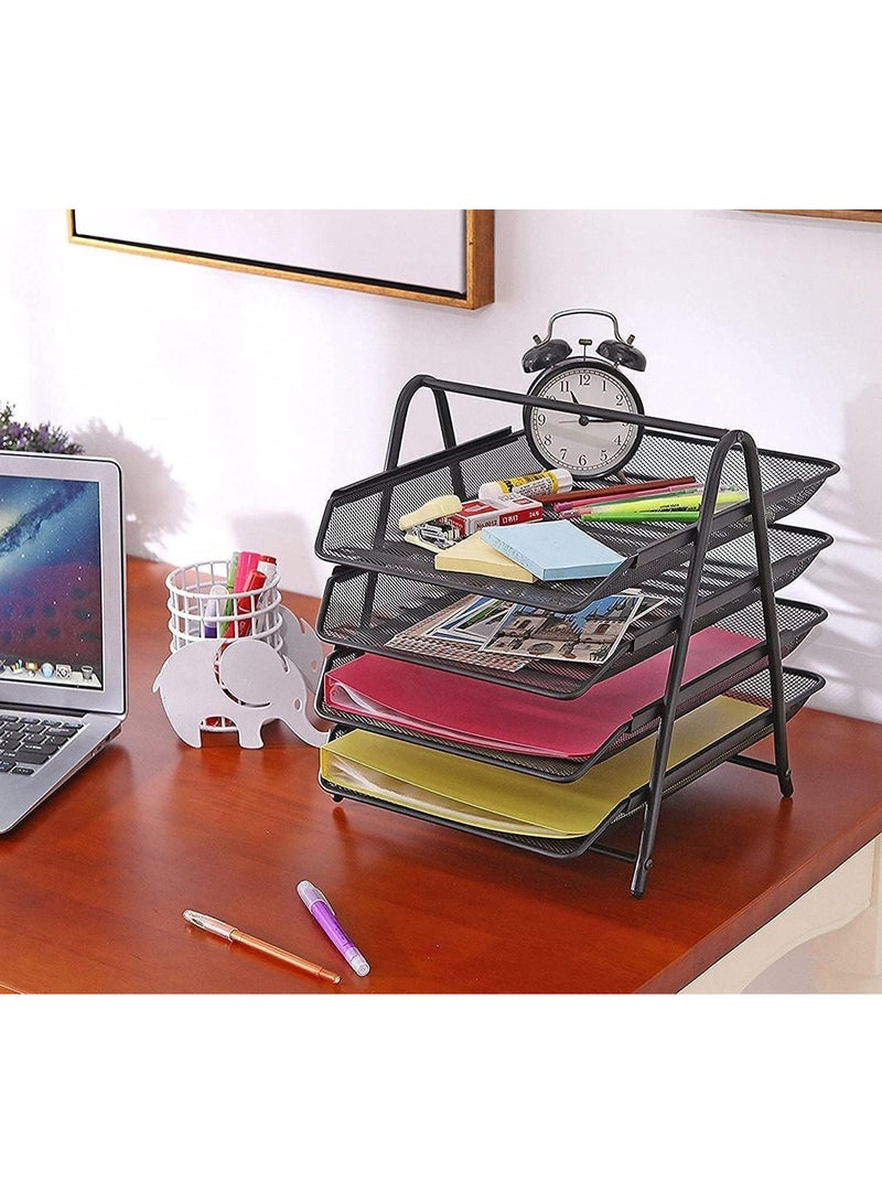 منظم اوراق للمكتب مكون من 4 دور معدنى لون اسود - Image 3