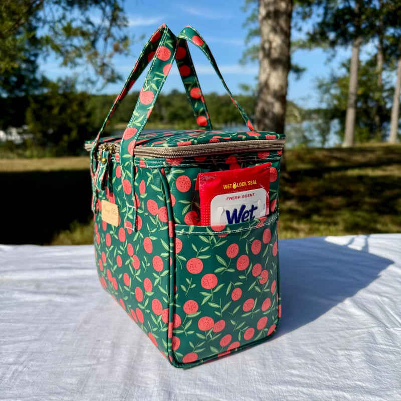 Kwang Min Fruit Insulated Lunch Bag for Women,Reusable Lunch Box,Large Cooler for Office,Picnic Outdoors,Waterproof Fabric,Ideal Summer Trip Bag (Cherry Green) - Image 3