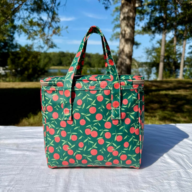 Kwang Min Fruit Insulated Lunch Bag for Women,Reusable Lunch Box,Large Cooler for Office,Picnic Outdoors,Waterproof Fabric,Ideal Summer Trip Bag (Cherry Green) - Image 4