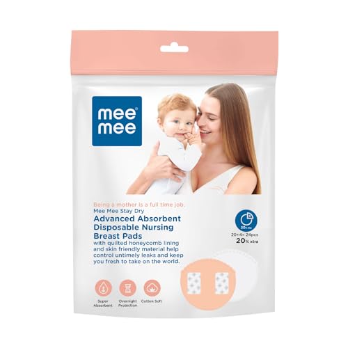 Mee Mee Disposable Nursing Breast Pads for Feeding Mothers | Ultra Thin Maternity Pads with Leak Guard| Super Absorbent, Cotton Nipple Pads (Pack of 24) - Image 1