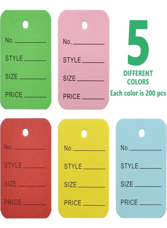 BDS-HOME 1000Pcs 1.97" X 1.38" Price Tags, 5colors Blank Paper Display Label Hang Tag, Small Size Clothing Tag Coupon Sale Tags for Marking Jewelry Clothing Gifts Bags Price (5 Colors) - Image 3