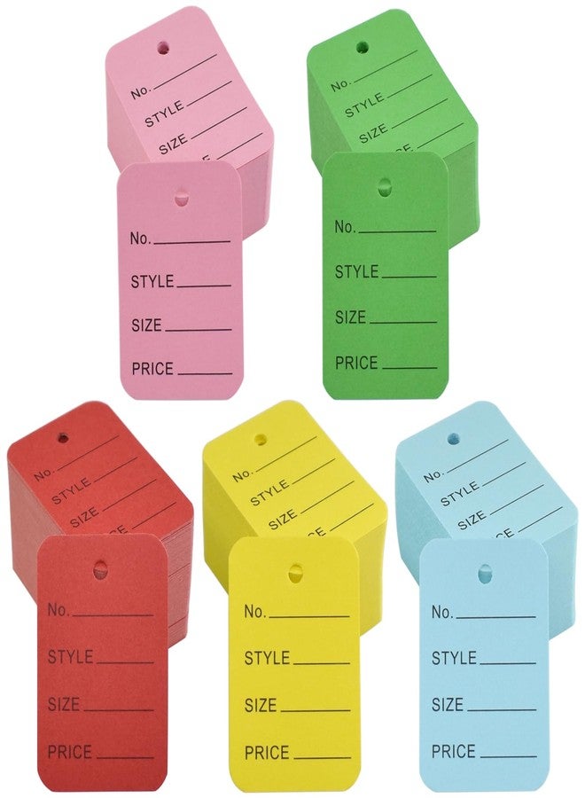 BDS-HOME 1000Pcs 1.97" X 1.38" Price Tags, 5colors Blank Paper Display Label Hang Tag, Small Size Clothing Tag Coupon Sale Tags for Marking Jewelry Clothing Gifts Bags Price (5 Colors) - Image 1