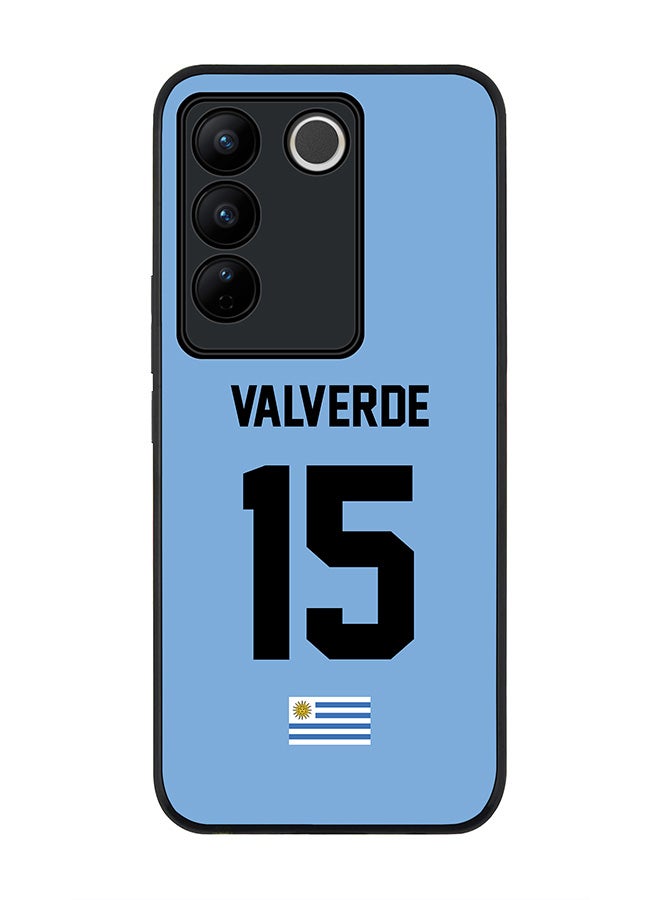 Stylizedd Rugged Black Edge case for Vivo V27 / Vivo V27 Pro / Vivo S16,Slim fit Flexible Cover - Football Team - Uruguay , Player Name - Valverde - Image 1