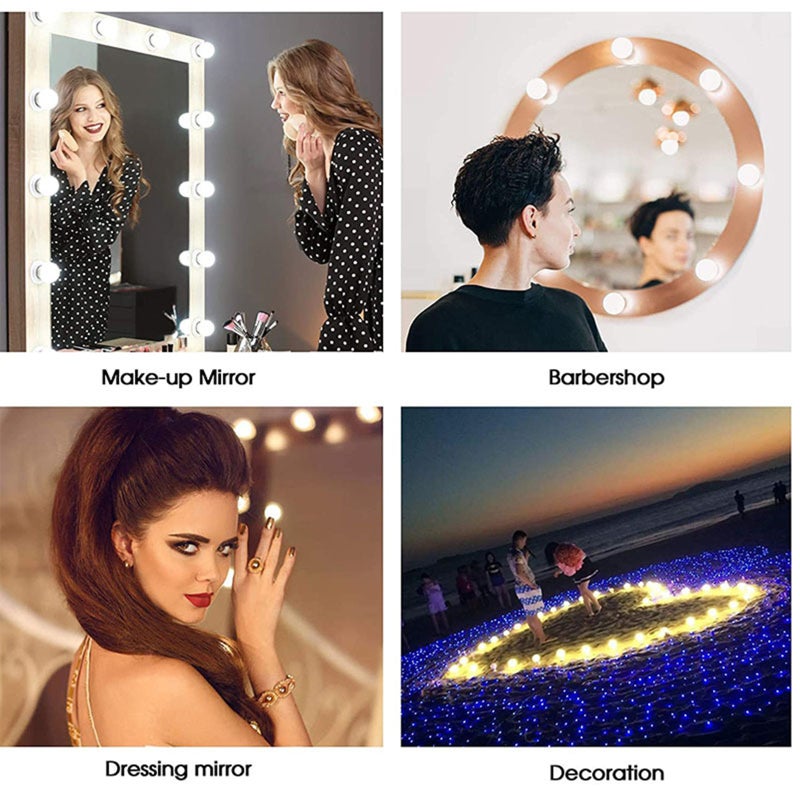 أضواء مرآة مصباحات LED قابلة للتوهج: 12 لمبة بيضاء درجة حرارة لونية قابلة للتعديل - تباعد قابل للتعديل تثبيت سهل يعمل بمصدر USB للمرايا المخصصة للمكياج ومجالات التجميل والتقاط الصور الذاتية - Image 5