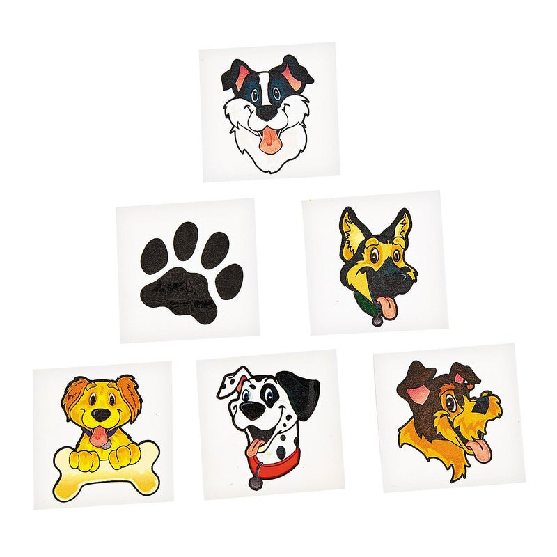 Puppy Tattoos Animal Tattoos Temporary Tattoos 72 Kids Tattoos Puppy Party Favors Dog Party Favors Animal Party Favors Dog Puppy Birthday Party Favors Goodie Bag Stuffers Giveaways