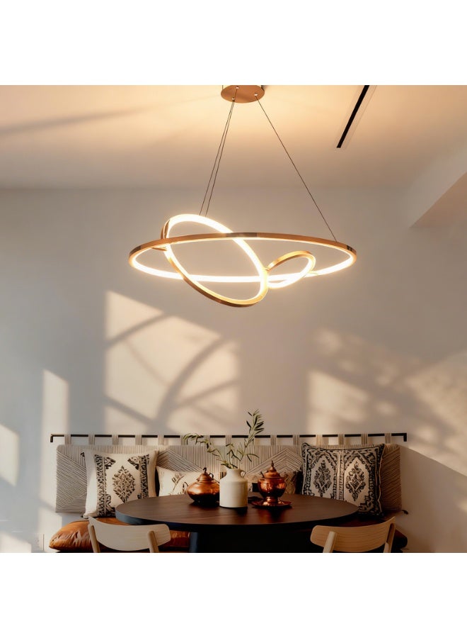 مصباح سقف LED - مصباح سقف كبير - إضاءة ثريا للمطبخ - مصباح معلق لغرفة المعيشة والمطبخ وغرفة النوم والمطعم والمكتب وردهة الفندق - مصدر إضاءة عالي الجودة، جو دافئ ذهبي / مصنوع من الفولاذ المقاوم للصدأ عالي الجودة، سهل التركيب ومتين. - Image 5