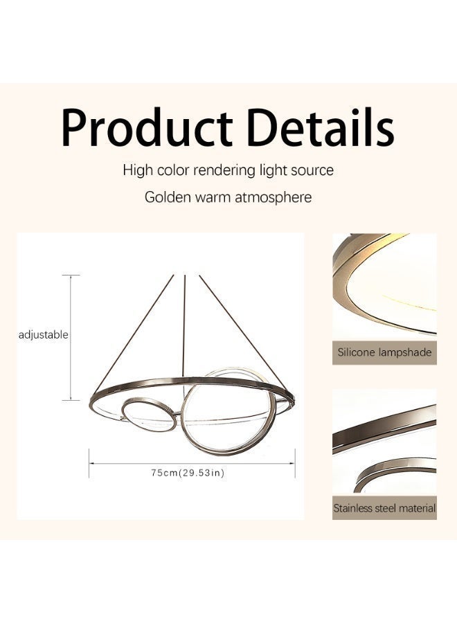 LED Ceiling Lamp -Large ceiling lamp-Kitchen chandelier lighting-Hanging light for living room kitchen,bedroom ,restaurant, office,hotel hall,-High color rendering light source,Golden warm atmosphere/Made of high-quality stainless steel, easy to install and durable. - Image 2