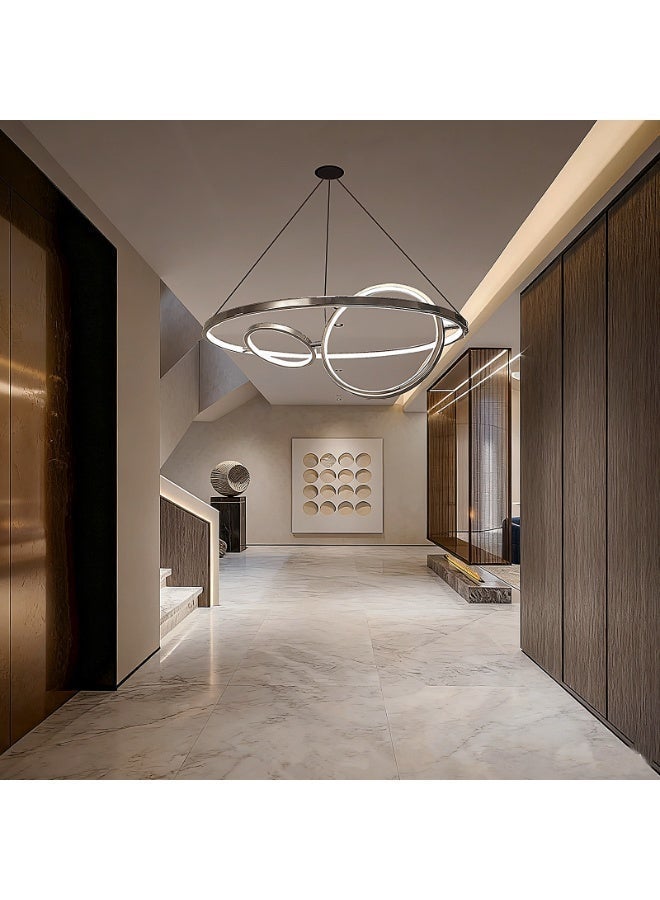 LED Ceiling Lamp -Large ceiling lamp-Kitchen chandelier lighting-Hanging light for living room kitchen,bedroom ,restaurant, office,hotel hall,-High color rendering light source,Golden warm atmosphere/Made of high-quality stainless steel, easy to install and durable. - Image 5