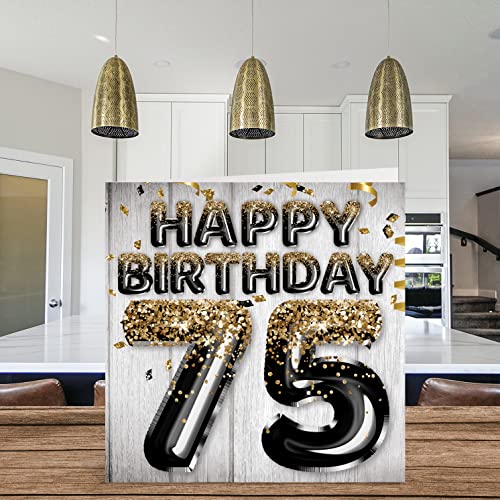 Stuff4 75th Birthday Card for Men - Black & Gold Glitter Balloons - Happy Birthday Cards for 75 Year Old Man Dad Papa Pop Great Grandpa Gran, 5.7 x 5.7 Inch Seventy-Five Seventy-Fifth Greeting Cards Gift - Image 3
