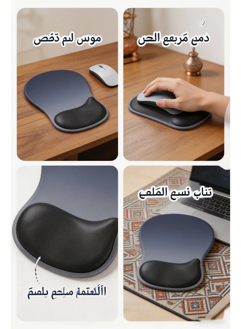 Ergonomic Mouse Pad with Gel Wrist Rest, Comfortable Mousepad with Smooth Wrist Support Surface and Non-Slip PU Base for Pain Relief, Computer, Laptop, Office & Home, - Image 3