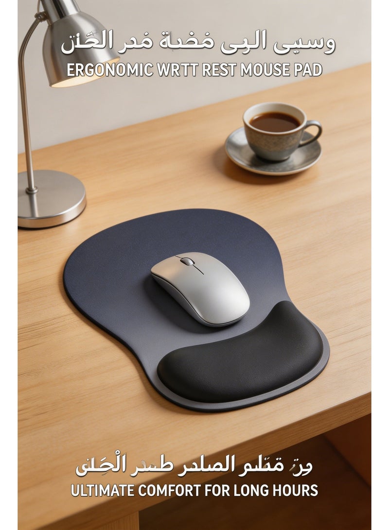 Ergonomic Mouse Pad with Gel Wrist Rest, Comfortable Mousepad with Smooth Wrist Support Surface and Non-Slip PU Base for Pain Relief, Computer, Laptop, Office & Home, - Image 4