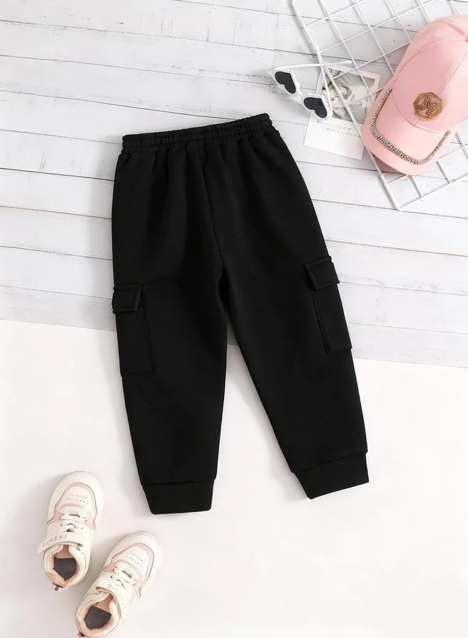 Take Two Take Two Black Solid Cargo Joggers with Pockets