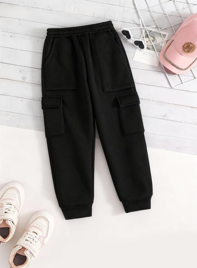 Take Two Black Solid Cargo Joggers With Pockets - Image 1