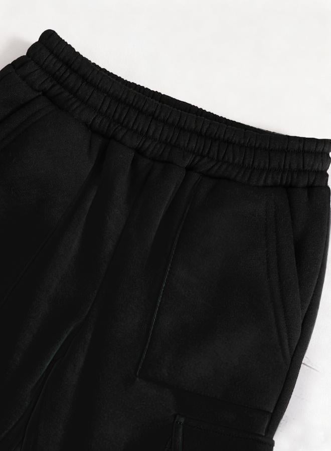 Take Two Black Solid Cargo Joggers With Pockets - Image 3