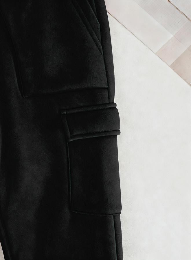 Take Two Black Solid Cargo Joggers With Pockets - Image 4