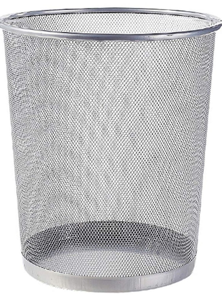 Generic - Trash Can Circular Mesh Bin Waste Paper Basket，Trash can Circular Metal Mesh Waste Paper Bin Lightweight (Color : Silver) - Image 1