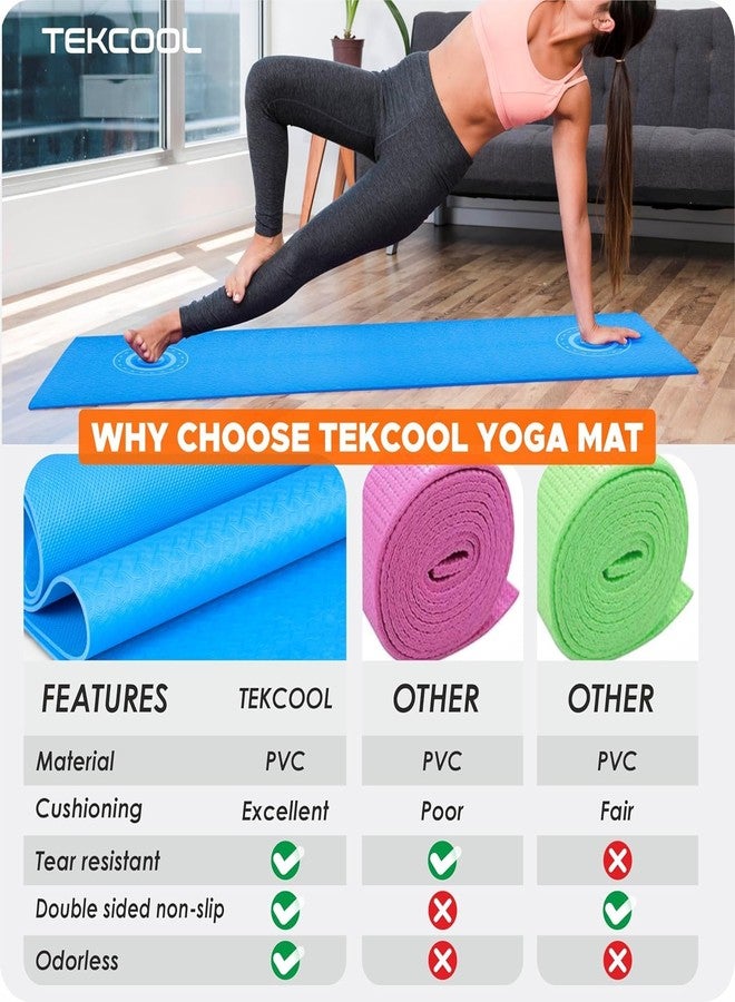 TEKCOOL Ethylene Vinyl Acetate Yoga Mats for Women Yoga Mat for Men Exercise Mat for Home Workout Gym Mat Anti Slip Yoga Mat 4Mm Workout Mat Yoga Mat for Kids Yoga Mate Gym Mats - Blue. - Image 5