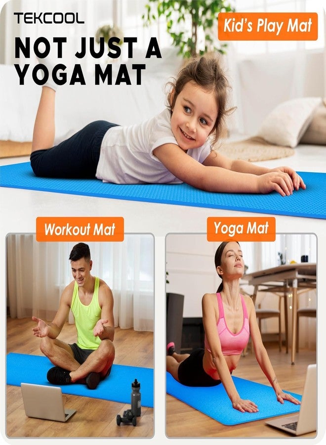 TEKCOOL Ethylene Vinyl Acetate Yoga Mats for Women Yoga Mat for Men Exercise Mat for Home Workout Gym Mat Anti Slip Yoga Mat 4Mm Workout Mat Yoga Mat for Kids Yoga Mate Gym Mats - Blue. - Image 3