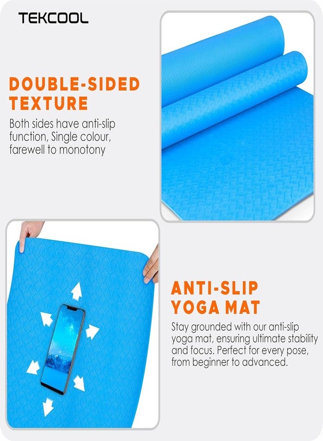 TEKCOOL Ethylene Vinyl Acetate Yoga Mats for Women Yoga Mat for Men Exercise Mat for Home Workout Gym Mat Anti Slip Yoga Mat 4Mm Workout Mat Yoga Mat for Kids Yoga Mate Gym Mats - Blue. - Image 2