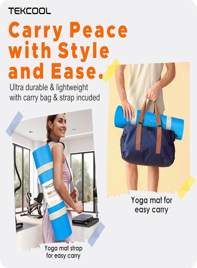 TEKCOOL Ethylene Vinyl Acetate Yoga Mats for Women Yoga Mat for Men Exercise Mat for Home Workout Gym Mat Anti Slip Yoga Mat 4Mm Workout Mat Yoga Mat for Kids Yoga Mate Gym Mats - Blue. - Image 4