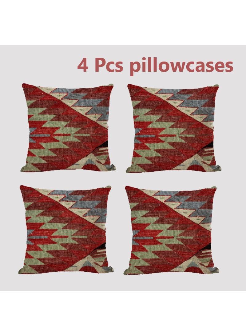 4 قطعة البوهيمي وسادة القضية الوطنية الكتان القضية متعددة الألوان 45x45cm بدون وسادة - Image 1