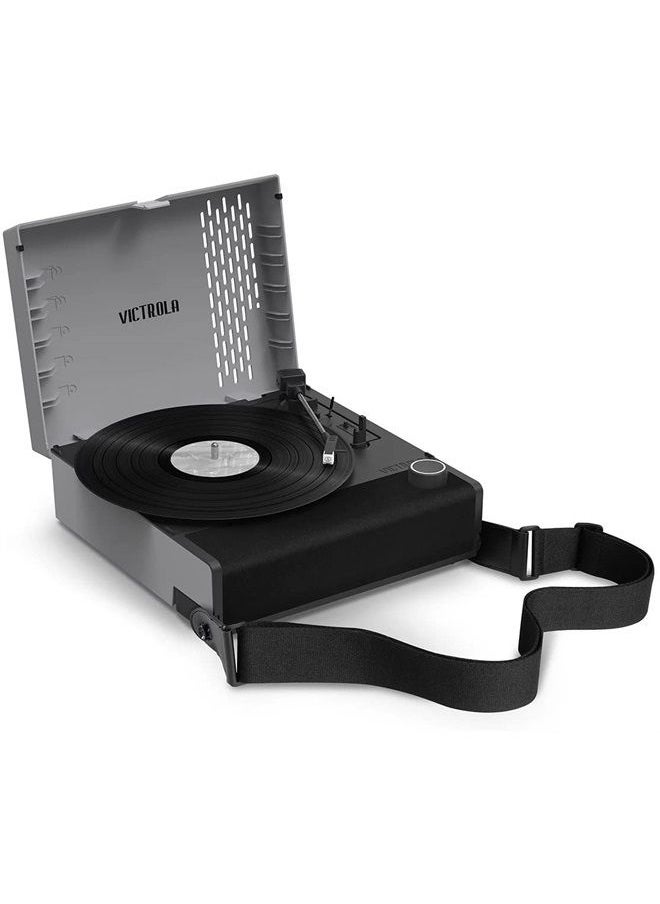 VICTROLA Revolution GO 3-Speed Bluetooth Portable Rechargeable Record Player with Built-in Speakers | Black & Grey VSC-750SB-SLG  - Image 1