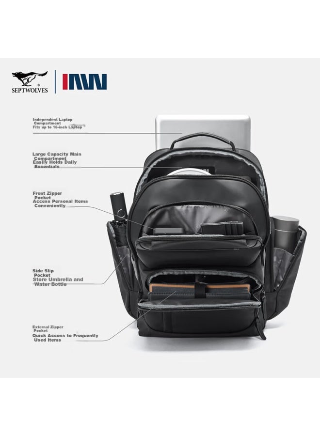 Septwolves Seven Wolves Men's Backpack College Laptop Bag Schoolbag Commuter Business Backpack Large Capacity Travel Bag New Model - Image 4