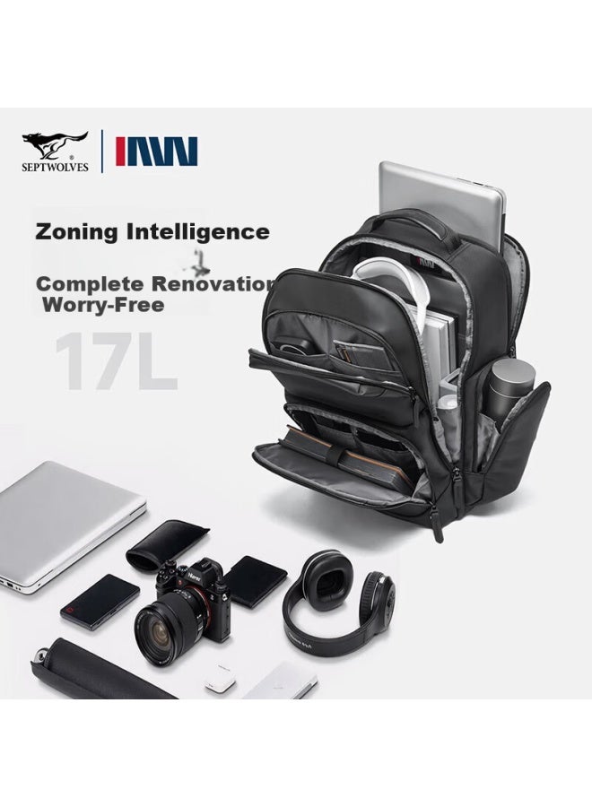 Septwolves Seven Wolves Men's Backpack College Laptop Bag Schoolbag Commuter Business Backpack Large Capacity Travel Bag New Model - Image 2