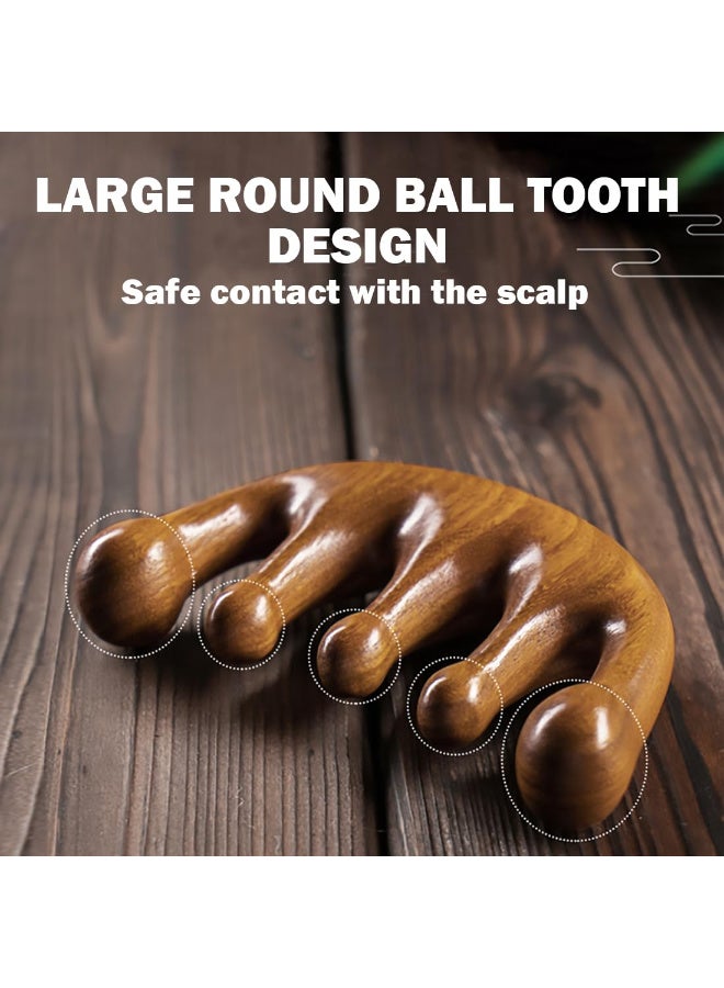 Kawkab Wooden Massage Comb, Wooden Scalp Massager, Natural Wood Wide-Tooth Hair Comb, Sandalwood Anti-Static Hair Therapy Massage Comb, Head Massage Tool - Image 5