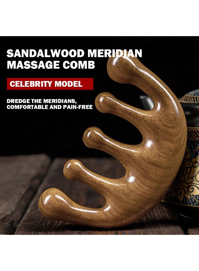 Kawkab Wooden Massage Comb, Wooden Scalp Massager, Natural Wood Wide-Tooth Hair Comb, Sandalwood Anti-Static Hair Therapy Massage Comb, Head Massage Tool - Image 2