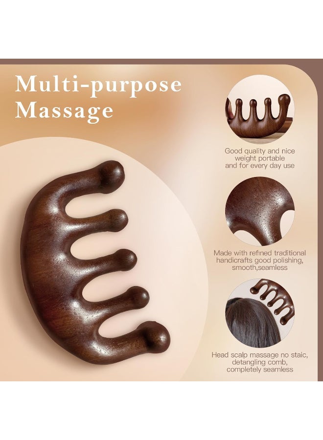 Kawkab Wooden Massage Comb, Wooden Scalp Massager, Natural Wood Wide-Tooth Hair Comb, Sandalwood Anti-Static Hair Therapy Massage Comb, Head Massage Tool - Image 4