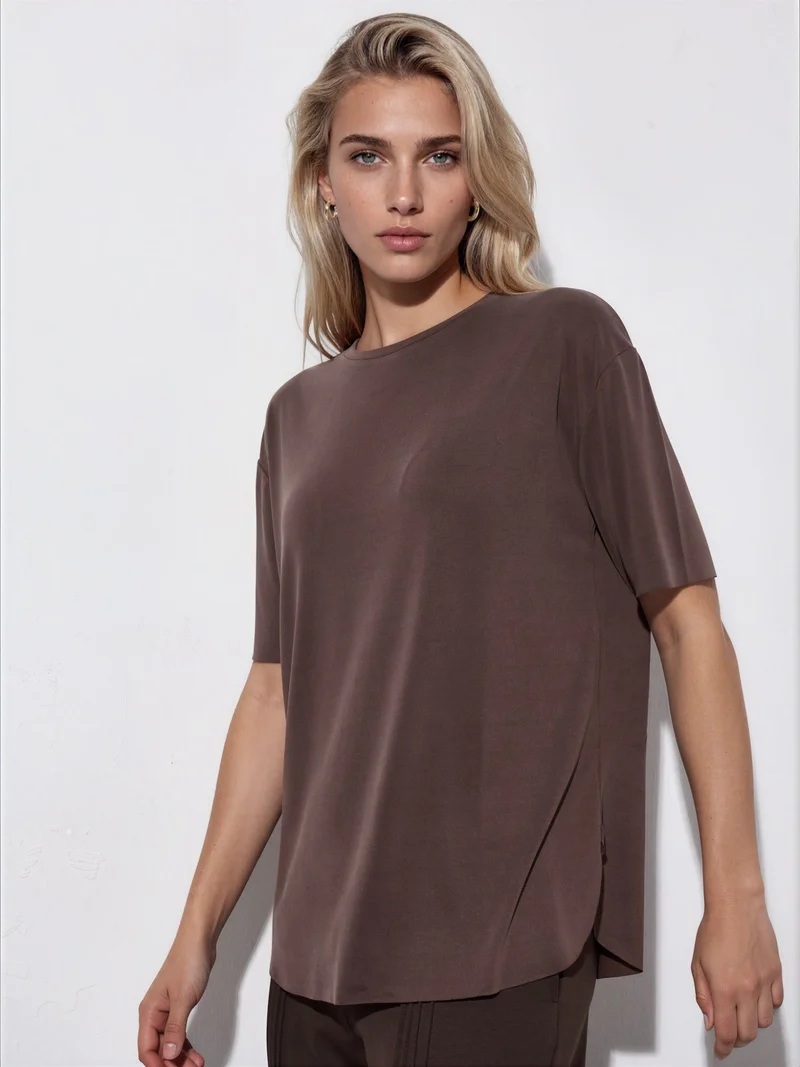 هيكاب Relaxed Fit Crew Neck Knitted T-Shirt Busem Collection