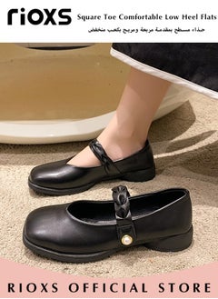 RIOXS Women's Fashion Loafers Classic Soft Sole Mary Jane Shoes Square Toe Comfortable Low Heel Flats  - Image 5