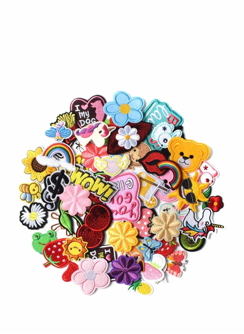 KASTWAVE - Patches for Clothing, 60 PCS Embroidered Iron On Patches DIY Accessories, Random Assorted Decorative Patches ,   Sewing Applique for Jackets, Hats, Backpacks, Jeans, 60 Pieces Package - Image 1