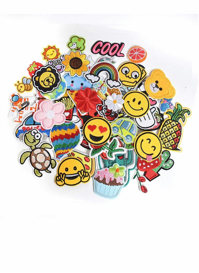 KASTWAVE - Patches for Clothing, 60 PCS Embroidered Iron On Patches DIY Accessories, Random Assorted Decorative Patches ,   Sewing Applique for Jackets, Hats, Backpacks, Jeans, 60 Pieces Package - Image 1