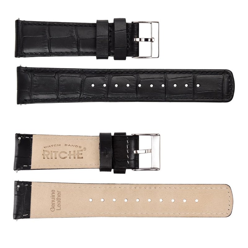 Ritche Christmas Gift 22mm Alligator Grain Watch Band Alligator Leather Watch Strap Quick Release Watch Bands for Men Women, White Elephant Gifts, Stocking Stuffers for Men - Image 3
