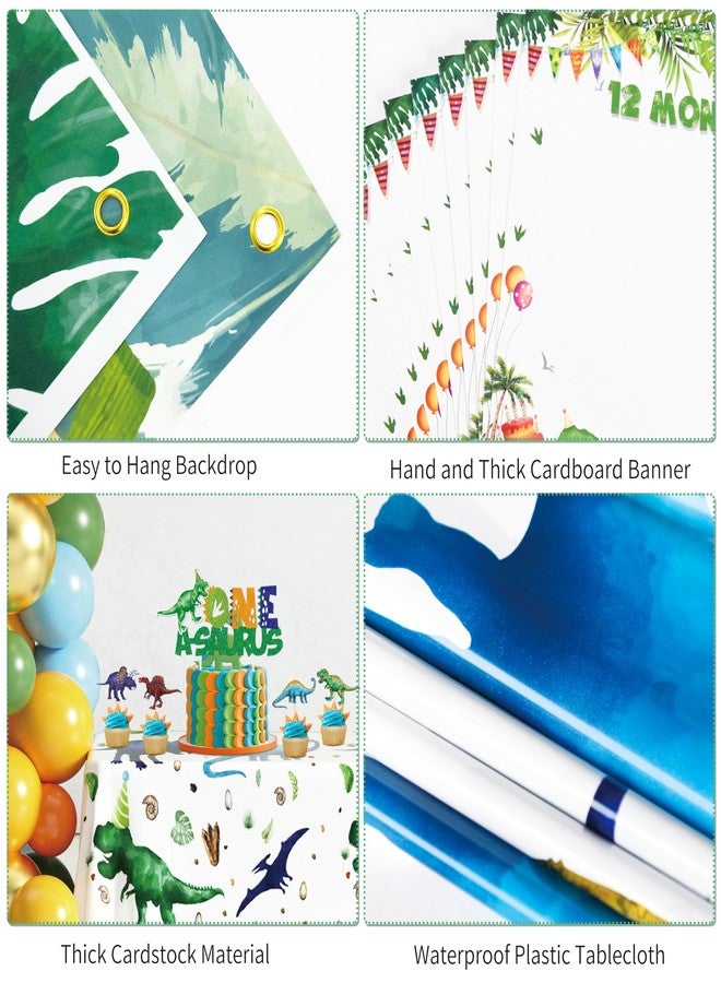 THAWAY One a Saurus Birthday Decorations 105Pcs Dinosaur 1st Birthday Party Supplies for Boy Dinosaur Balloon Garland Balloon Box Backdrop Monthly Photo Highchair Banner Tablecloth Cake Topper Hat Poster - Image 5