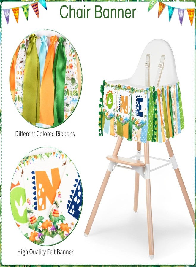 THAWAY One a Saurus Birthday Decorations 105Pcs Dinosaur 1st Birthday Party Supplies for Boy Dinosaur Balloon Garland Balloon Box Backdrop Monthly Photo Highchair Banner Tablecloth Cake Topper Hat Poster - Image 4