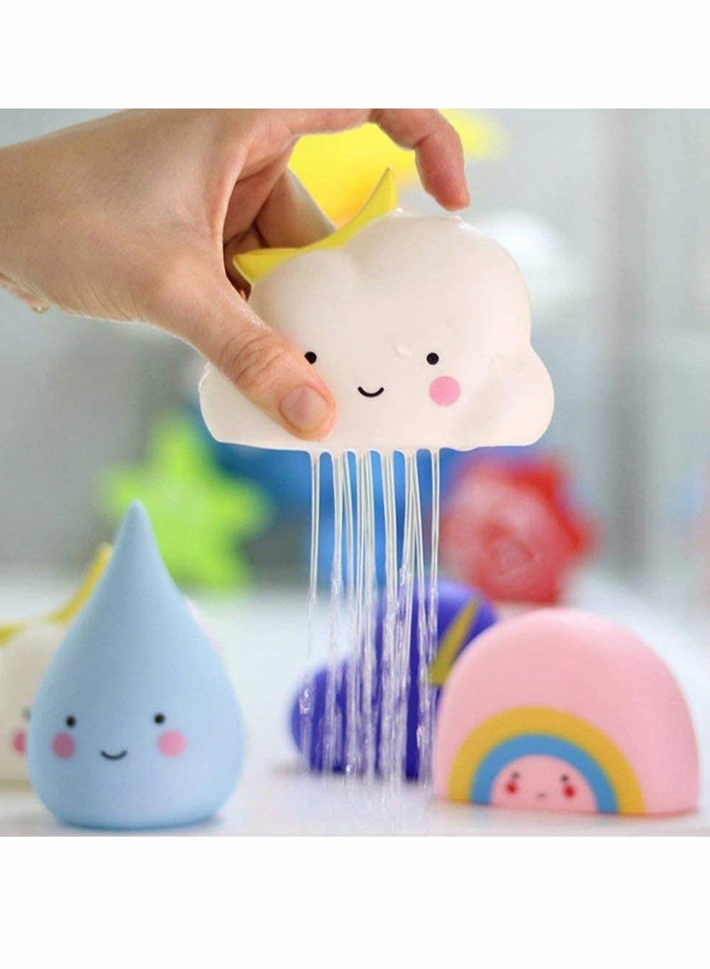 Y&D 4 Pack Bathtub Toy Children's Soft Water Toys Bath for Toddlers Hair Wash Tool Swimming Pool Gift Set Types Include Rain Cloud Rainbow Thunder - Image 1